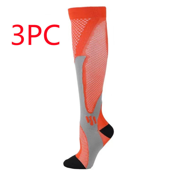 Compression Long Tube Sports Socks | Anti-Fatigue Elastic Athletic Socks for Running, Cycling & Gym | Men & Women | S–7XL