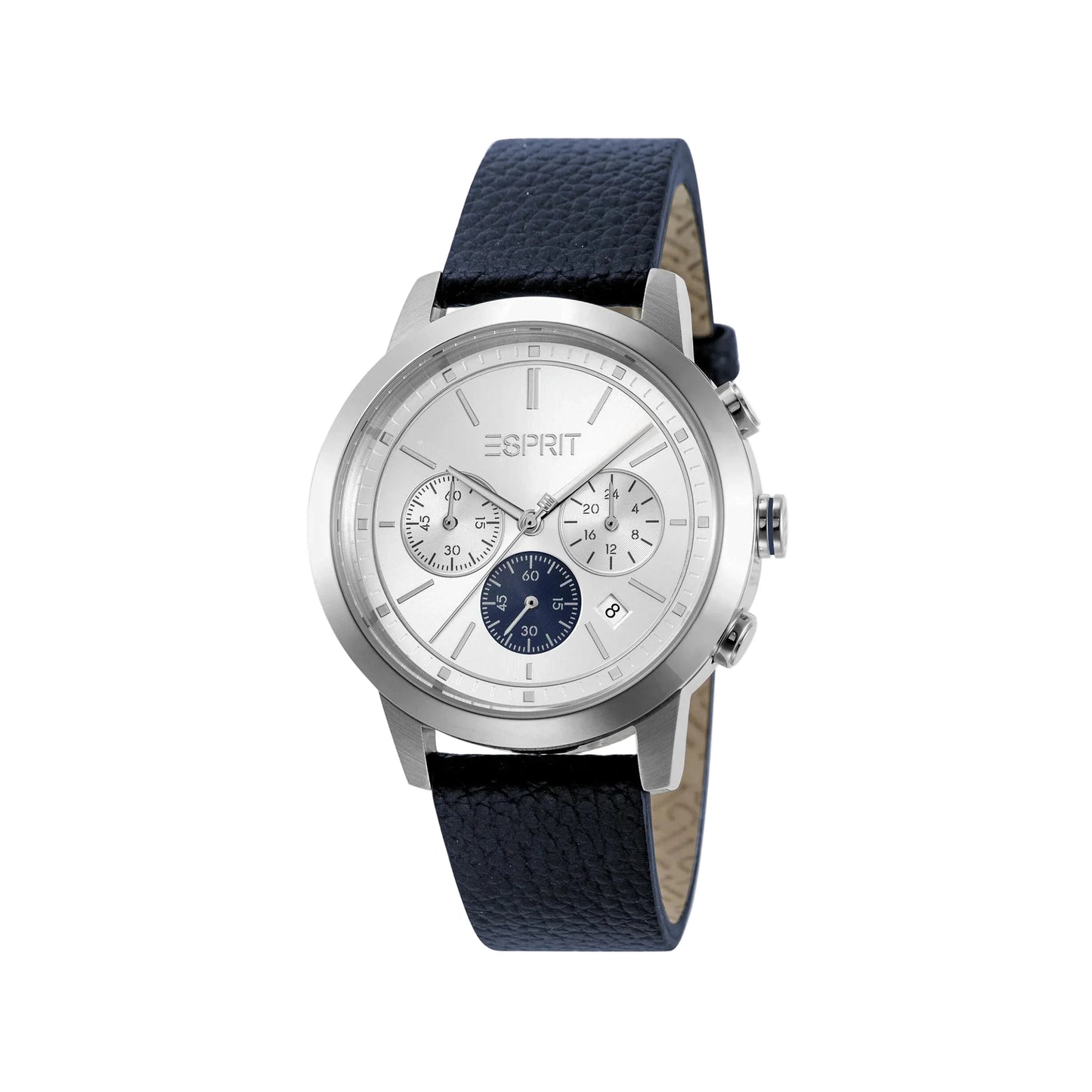 Esprit Men's Blue Leather Watch, Silver Dial | Es1g146m0025