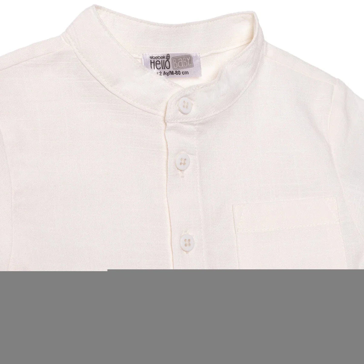 HelloBaby Boys Shirt & Shorts Set Buttoned Smart Line Mandarin Collar Above the Knee Short Sleeve - White