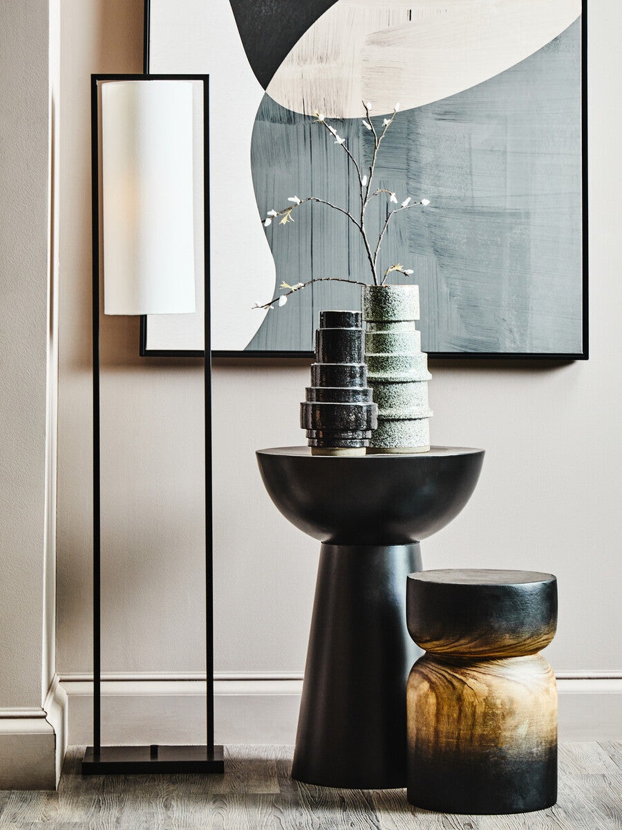 Kaga Black Earthenware Vase