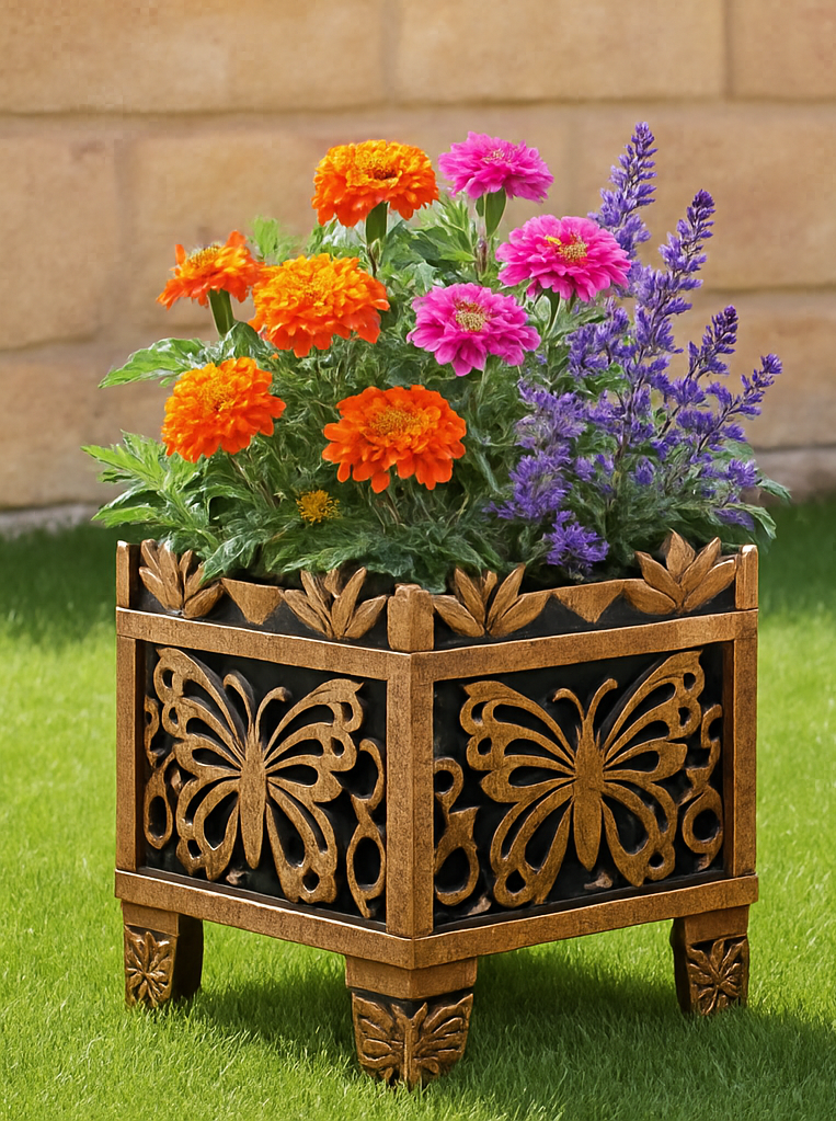 Bronze Butterfly Design Planter Rack