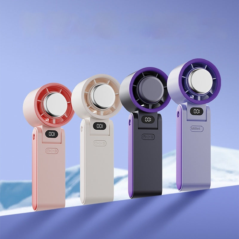Folding Refrigeration Handheld Turbine High-speed Fan Digital Display Ice Compress Portable Outdoor Halter Fan