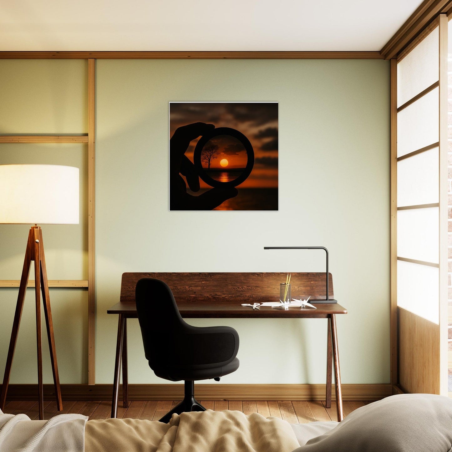 Sunset Through Camera Lens Wall Art – Photography Inspired Scenic Poster