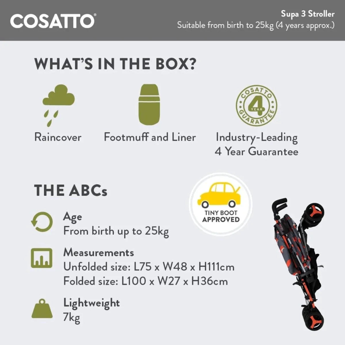 Cosatto Supa 3 Stroller - Charcoal Mister Fox