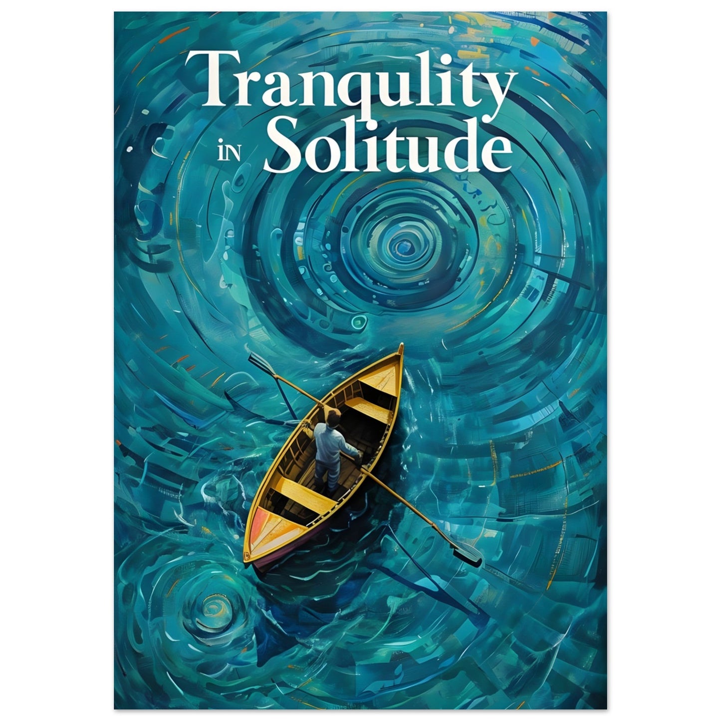 Surreal Boat Poster - Tranquility in Solitude - Stunning Teal Art Print