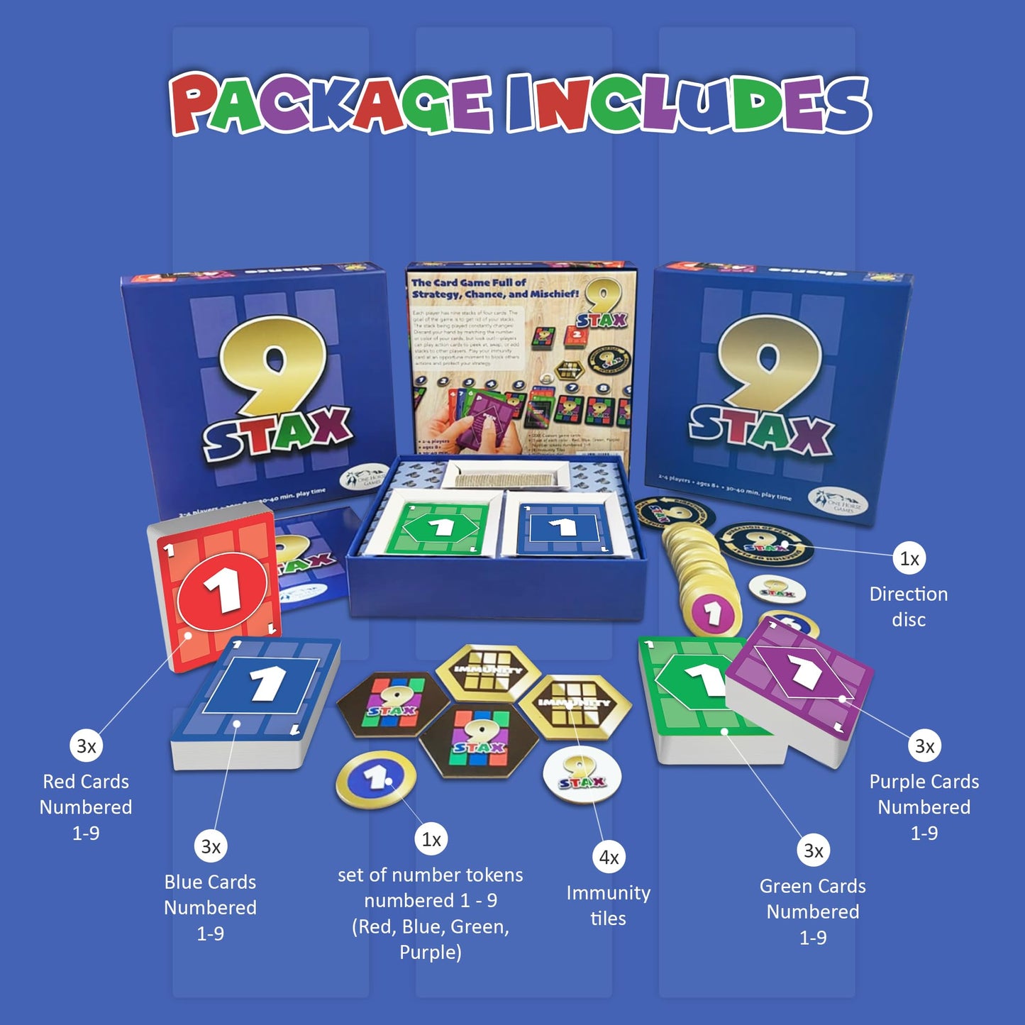 9Stax Card Game – Family-Friendly Strategy Card Game for 2-4 Players