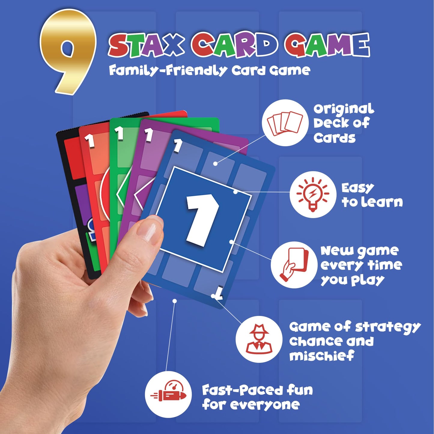 9Stax Card Game – Family-Friendly Strategy Card Game for 2-4 Players