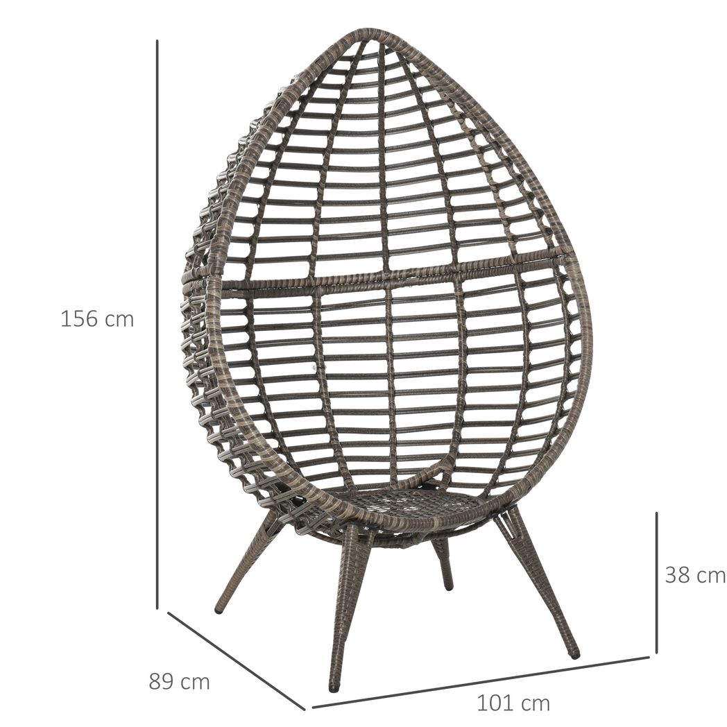 Outdoor Indoor Rattan Egg Chair Wicker Weave Teardrop Chair with Cushion