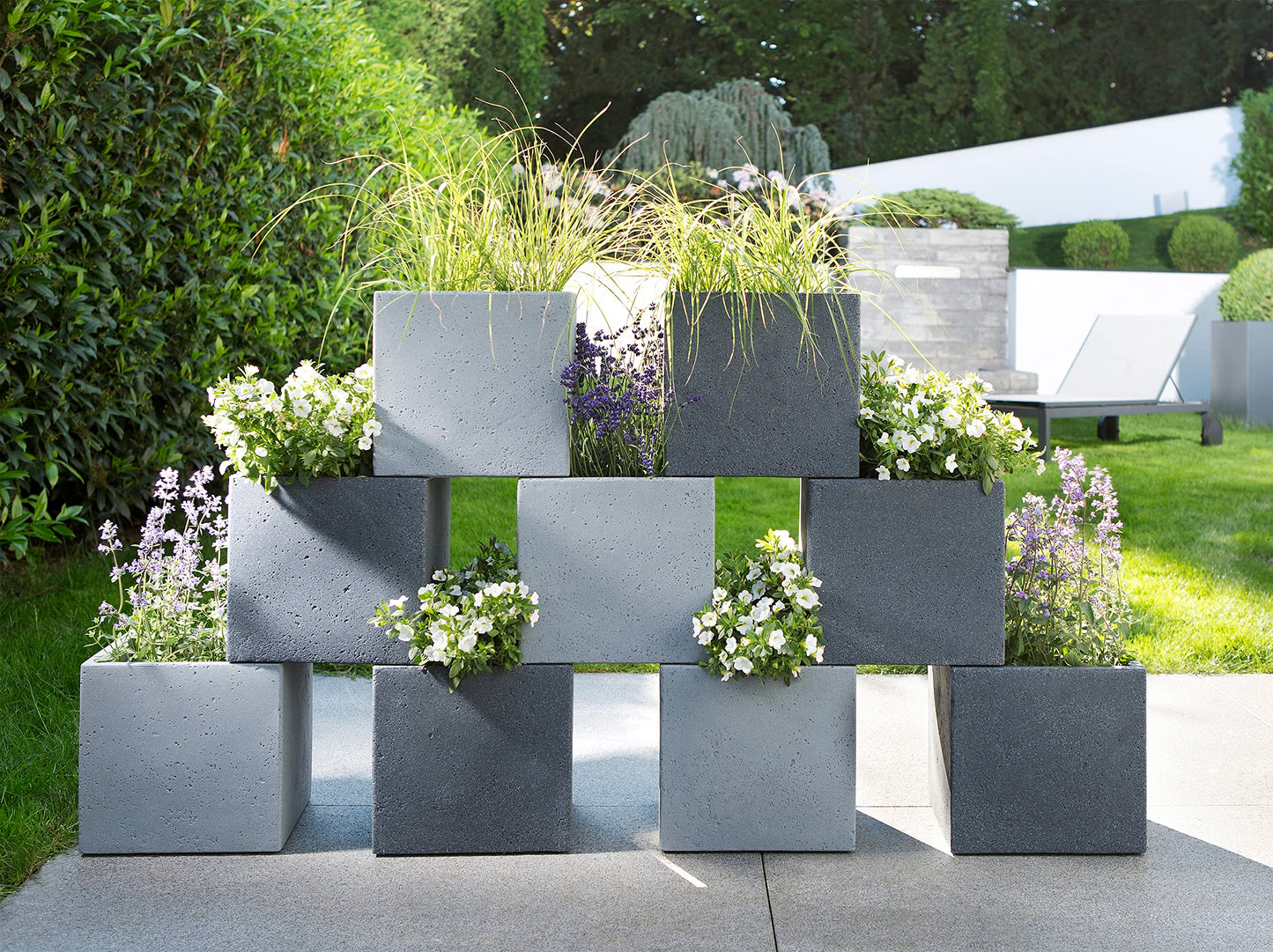 Scheurich C-Cube Planter Stony Black ? 40 cm, height 33 cm