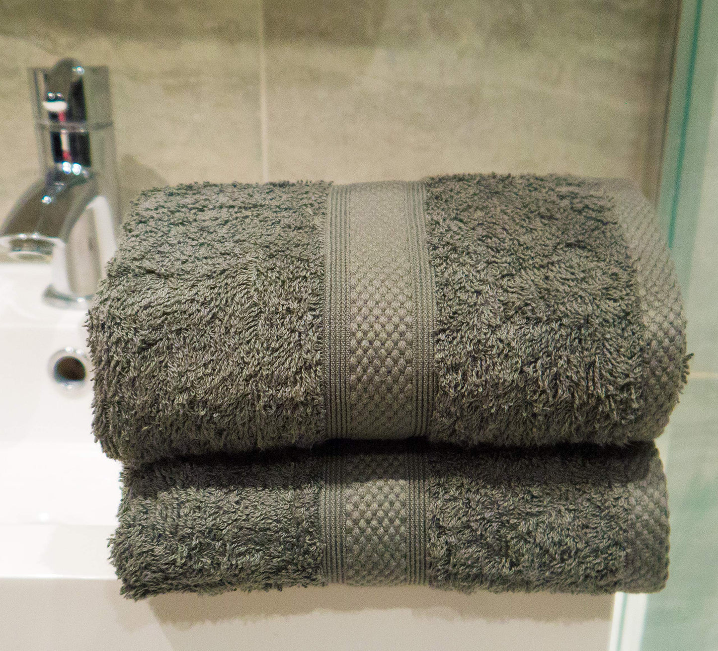 Lex's Linens Pack of 2 100% Combed Cotton Grey Hand Towels
