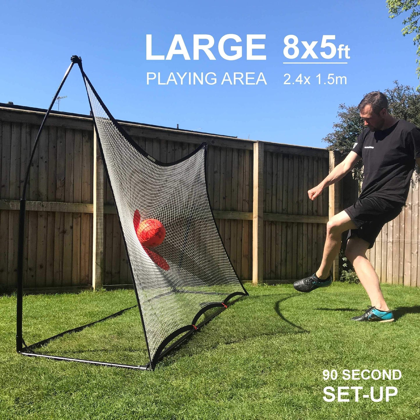 QUICKPLAY SPOT Football Rebounder Net 8x5ft | Multi-Sport Ball Skills Trainer with eCOACH training app | Target Football Rebound Net for Ball Control