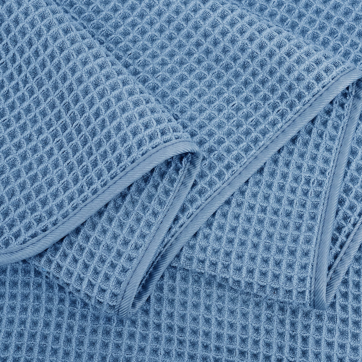 POLYTE Microfibre Oversize Quick Dry Lint Free Bath Towel, 152 x 76 cm, 4 Pack (Blue, Waffle Weave)