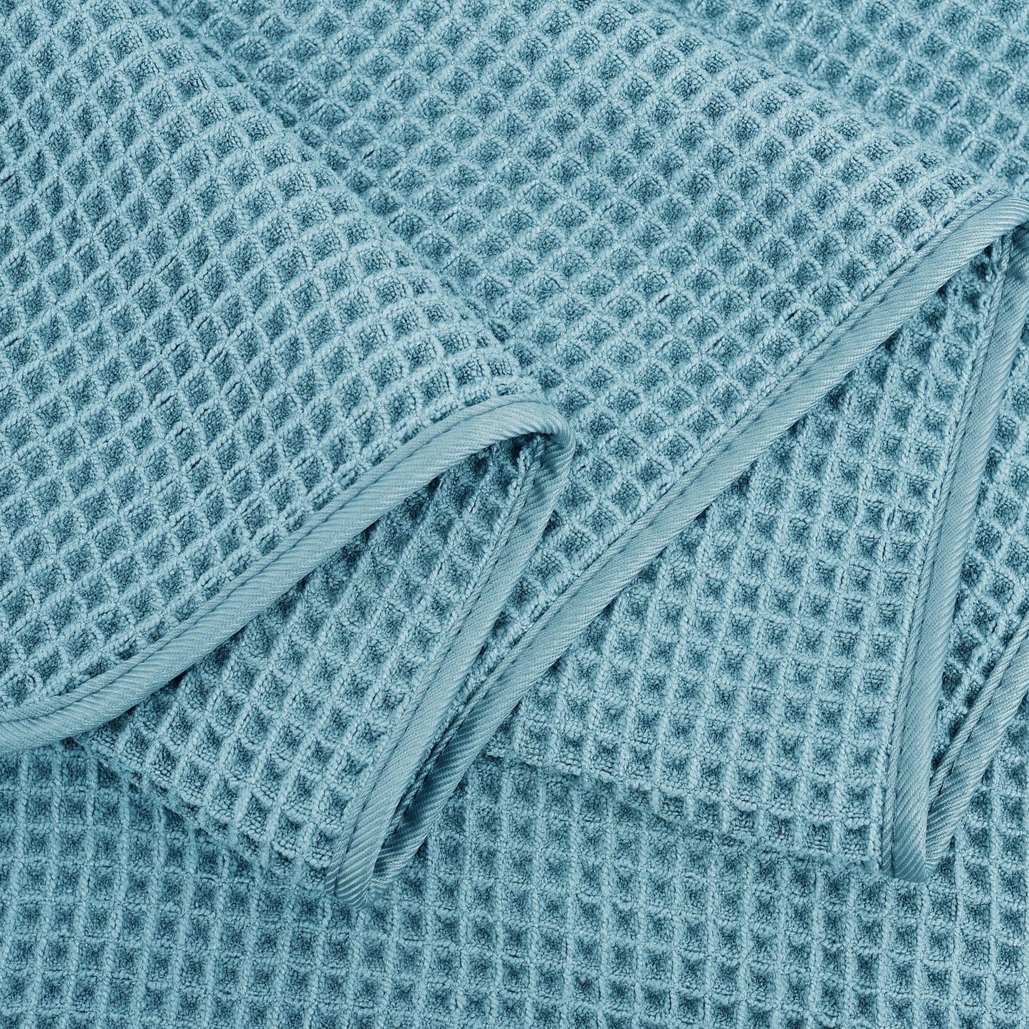 POLYTE Microfibre Quick Dry Lint Free Bath Sheet, 89 x 178 cm, Set of 2 (Green, Waffle Weave)