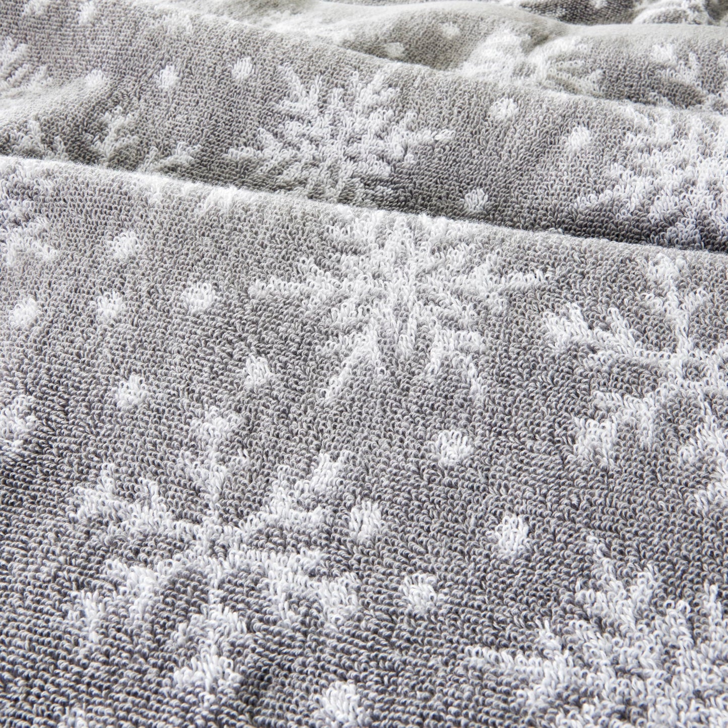 SKL Home Winter/Christmas Scattered Snowflakes Hand Towel 2pc Set for Bath/Kitchen/Bar & Gift, Gray