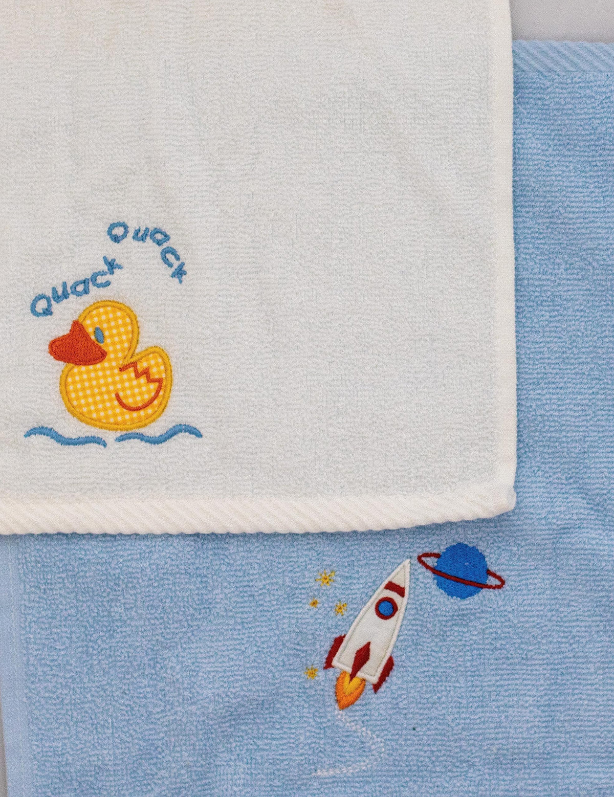 Lex's Linens Pack of 2 Kids Facecloth (1 of Each) (Rocket & Duck)
