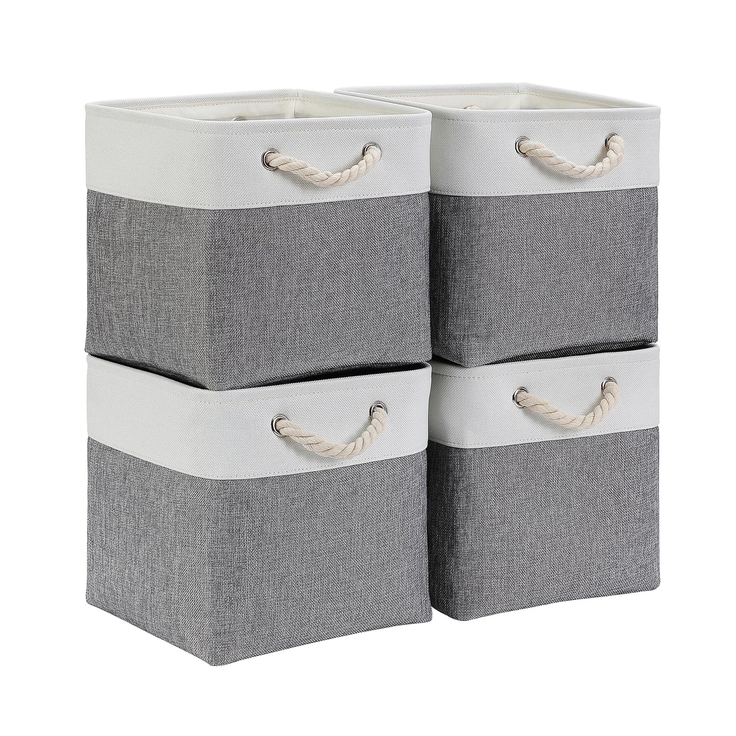 Mangata 28x28x28cm Cube Storage Boxes 4Pcs Gray White Foldable Baskets