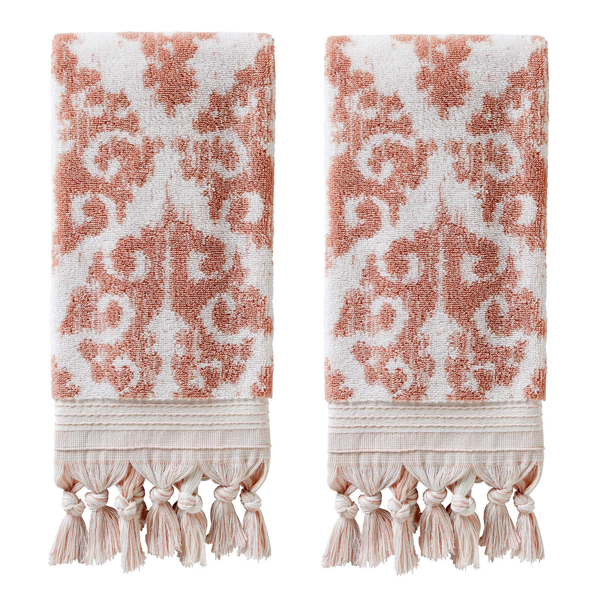 SKL Home Mirage Fringe 100% Turkish Cotton Hand Towel Set, Blush Small