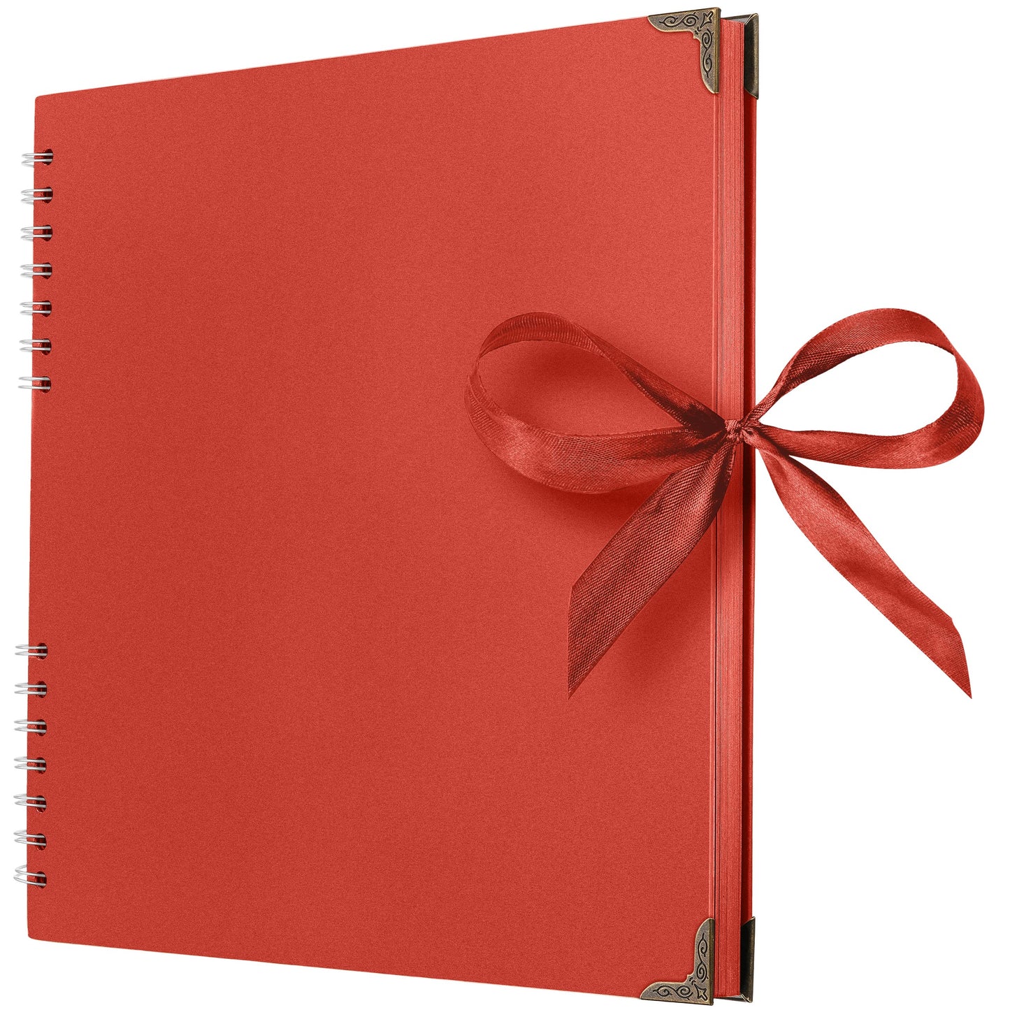 Bstorify Square Scrapbook Photo Albums 80 Pages (28 x 28 Cm) Red Thick Paper, Hardcover, Ribbon Closure - Ideal for Your Scrapbooking Albums, Art &
