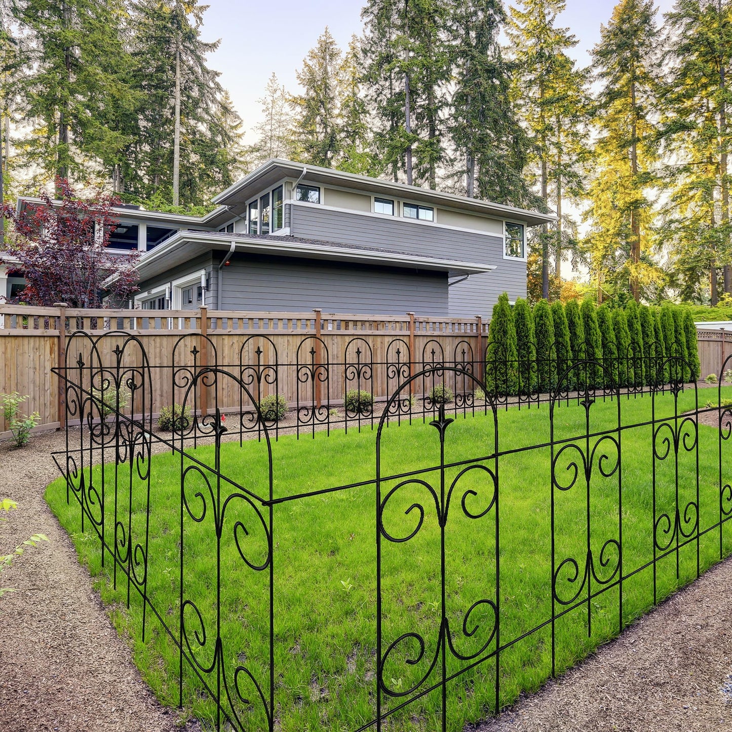 Thealyn Metal Decorative Garden Fence Border 82cm.H x 6.1m.W Rustproof Wrought Iron Fence Panels for Flower Bed, Trees, Animal Barrier