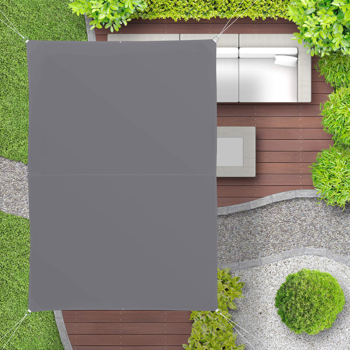 Relaxdays Shade Sail, Rectangular, Water-Repellent, UV-Protection with Tethers, Balcony Canopy, WxD: 3x4 m, Grey