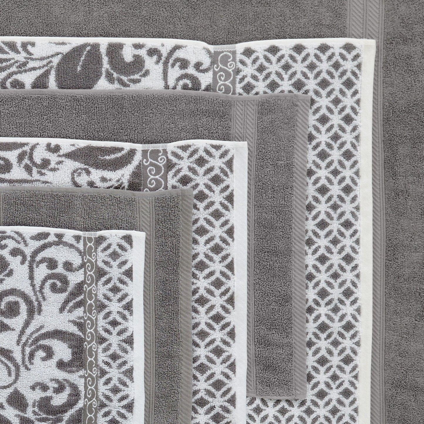 Modern Threads Trefoil Filigree 6-Piece Reversible Yarn Dyed Jacquard Towel Set - Bath Towels, Hand Towels, & Washcloths - Super Absorbent & Quick Dry
