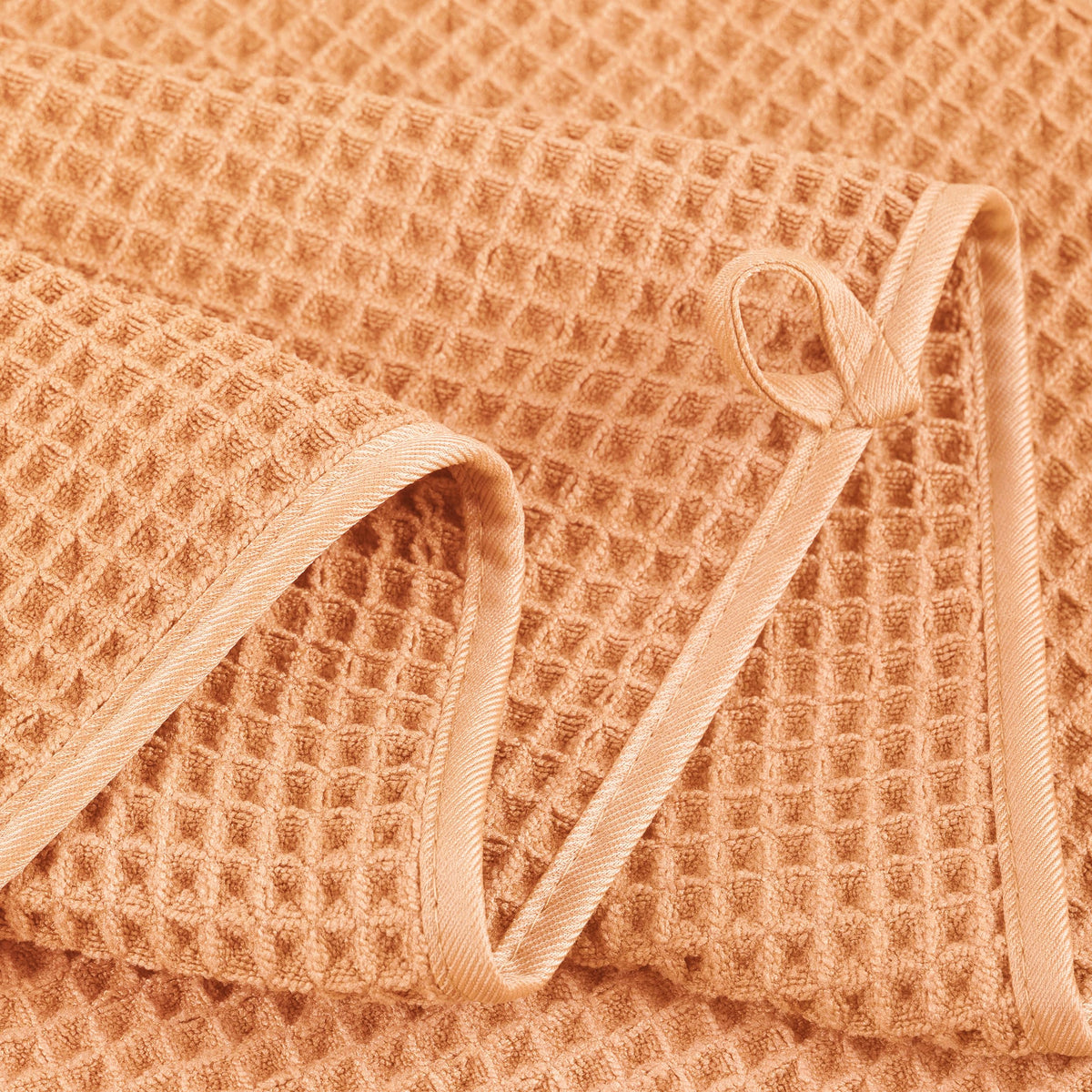 POLYTE Microfibre Oversize, 76 x 152 cm, Quick Dry Lint Free Bath Towel Set, 6 Piece (Orange, Waffle Weave)
