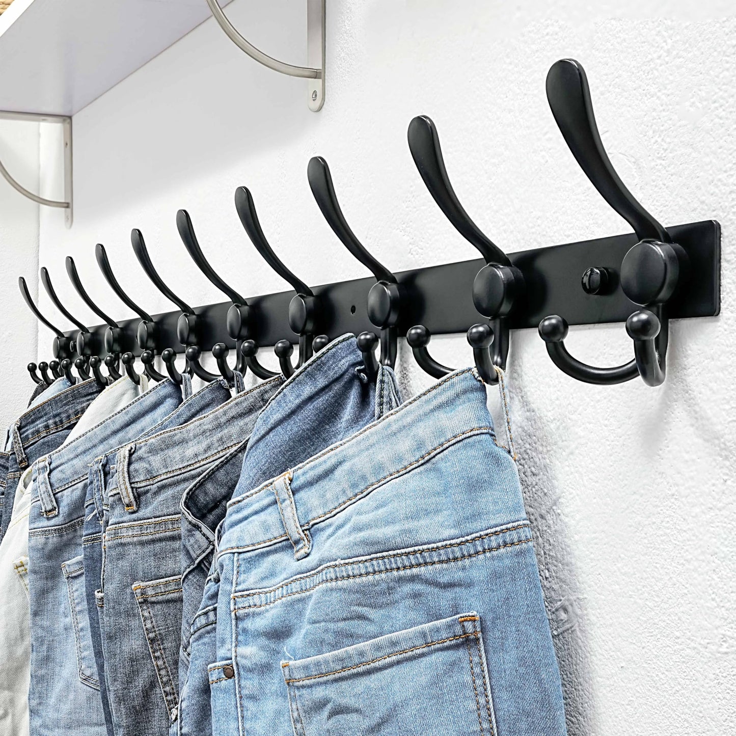 Dseap Coat Rack Wall Mount 94cm, Heavy Duty 2.5mm Base vs Flimsy 1mm, Double-Thick Solid Anti-Snap Hooks