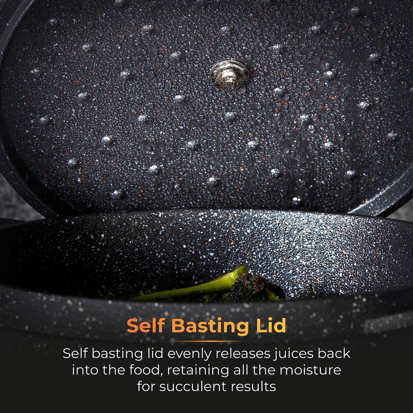 Tower T900192 Precision Casserole Dish with Aluminium Lid, Lightweight Cast Aluminium, 28cm, Black
