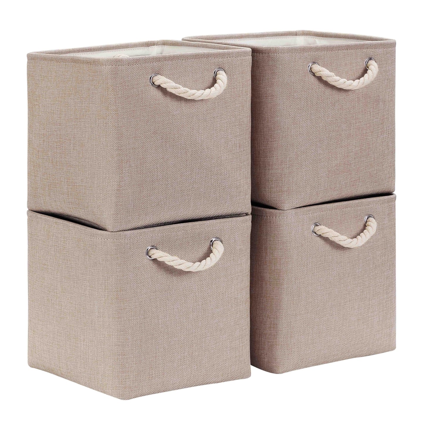 Mangata 28x28x28cm Cube Storage Boxes 4Pcs Light Khaki Foldable Baskets