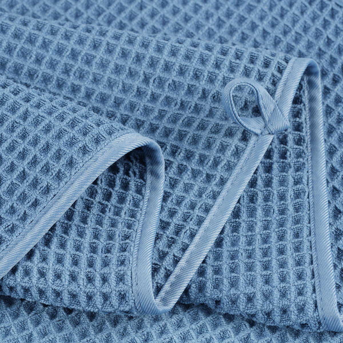 POLYTE Microfibre Oversize, 76 x 152 cm, Quick Dry Lint Free Bath Towel Set, 6 Piece (Blue, Waffle Weave)