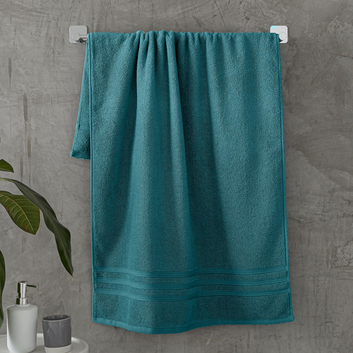 Catherine Lansfield Zero Twist Cotton 90x140cm Bath Sheet Teal Green