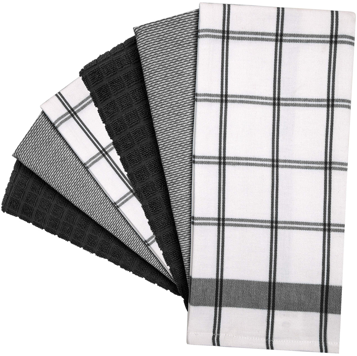Premium Tea Towels (20”x 28”/ 50 x 70 cm, 6 Pack) – Large Cotton Kitchen Tea Towel – Flat & Terry Towel