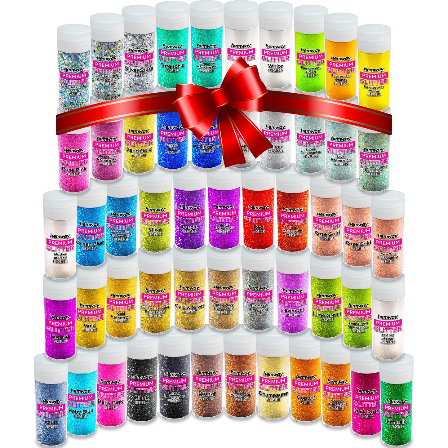Ultra Sparkle Craft Glitter Shaker Box | 54 Ultra Fine Glitter Pots for Craft, 45 Colours Included, Christmas Crafts, Resin, Crafting, Art, Tumblers,