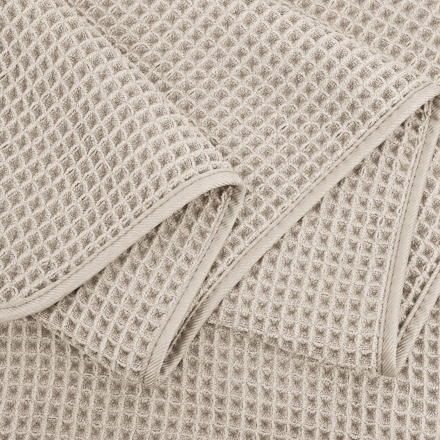 POLYTE Microfibre Quick Dry Lint Free Bath Sheet, 89 x 178 cm, Set of 2 (Beige, Waffle Weave)