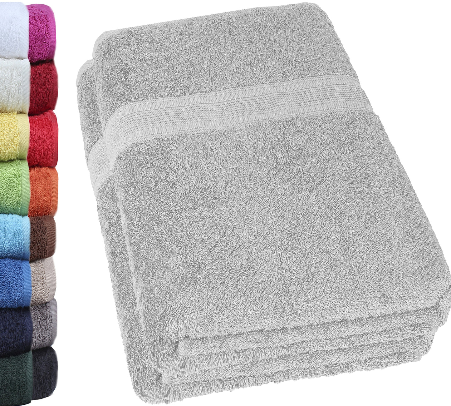 NatureMark Sauna Towel Premium Quality 80 x 200 cm 100% Cotton Silver Grey Pack of 2