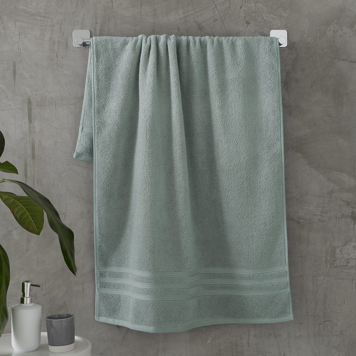 Catherine Lansfield Zero Twist Cotton 90x140cm Bath Sheet Sage Green