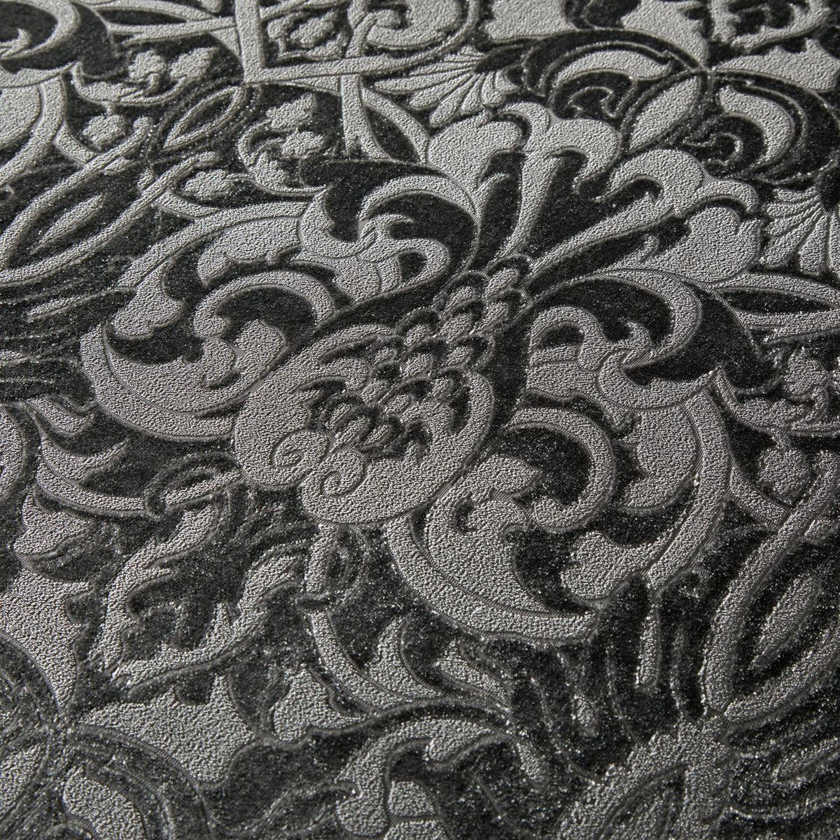 Laurence Llewelyn-Bowen - Slate Grey Embossed Damask Duvet Cover Set - Double Size (200 x 200cm) - 2 Pillowcases - Luxury Bedding Set - Velvet Damask