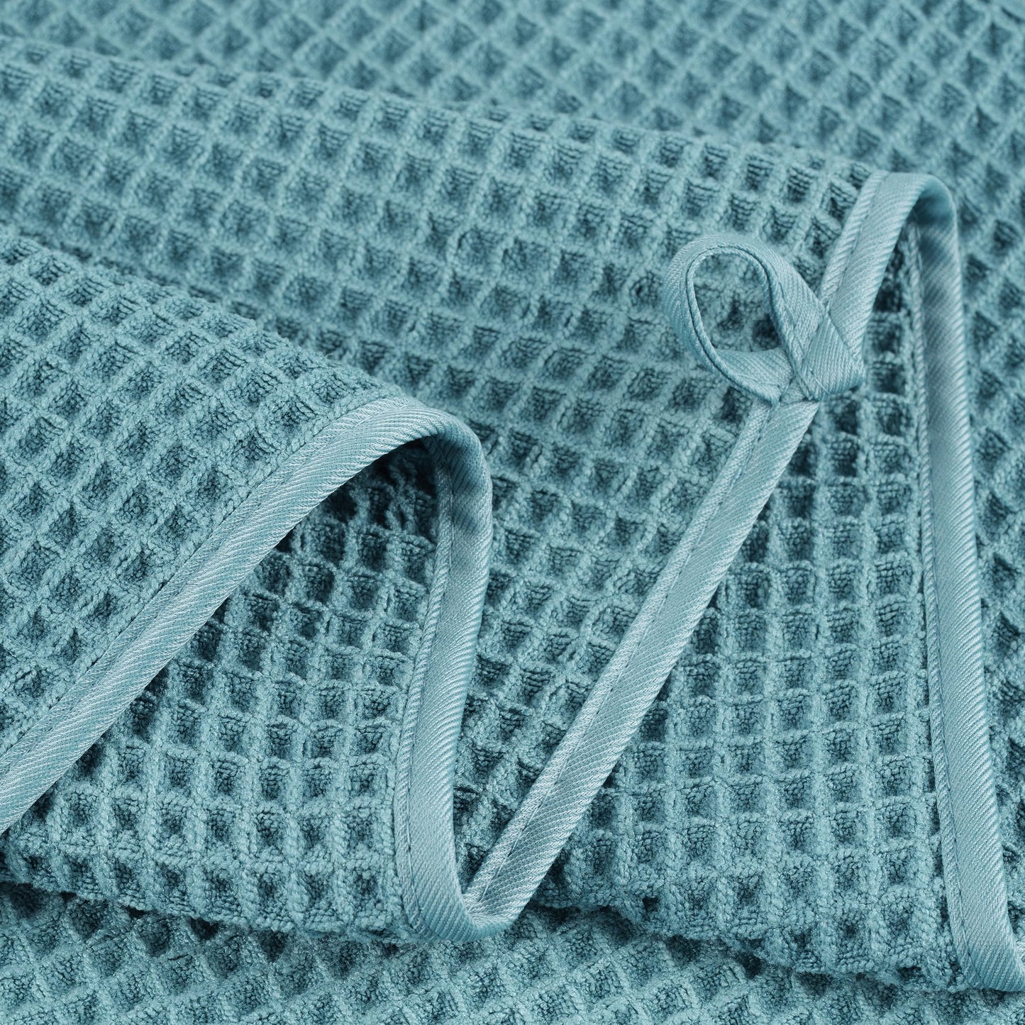 POLYTE Microfibre Quick Dry Lint Free Bath Sheet, 89 x 178 cm, Set of 2 (Green, Waffle Weave)