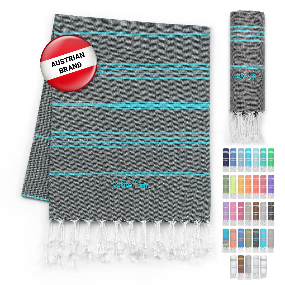 LeStoff Turkish Hammam Towel - Quick Drying & Lightweight Peshtemal for Beach, Sauna, Bath, Travel, Yoga & Camping Sand-Proof Blanket 100% Organic