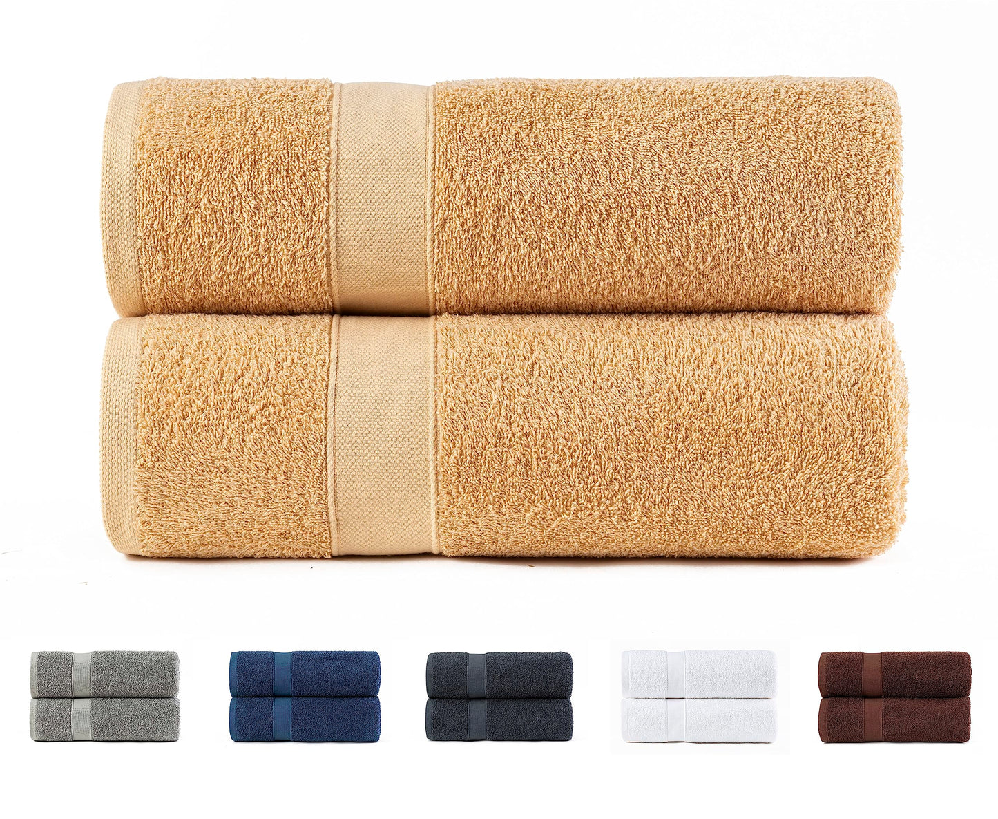 Todocama Set of 2 Shower Towels, 100% Cotton, 550 GSM, Extra Soft, Highly Absorbent and Quick Drying, 70 x 140 cm, Beige