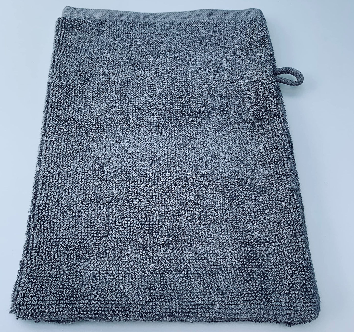 Sue Rossi Ltd Face Cloth Wash Mitt Set 50% Cotton 50% Bamboo 15cm x 22cm Face Flannel Glove Soft Absorbent (Silver Grey 2 Pack)