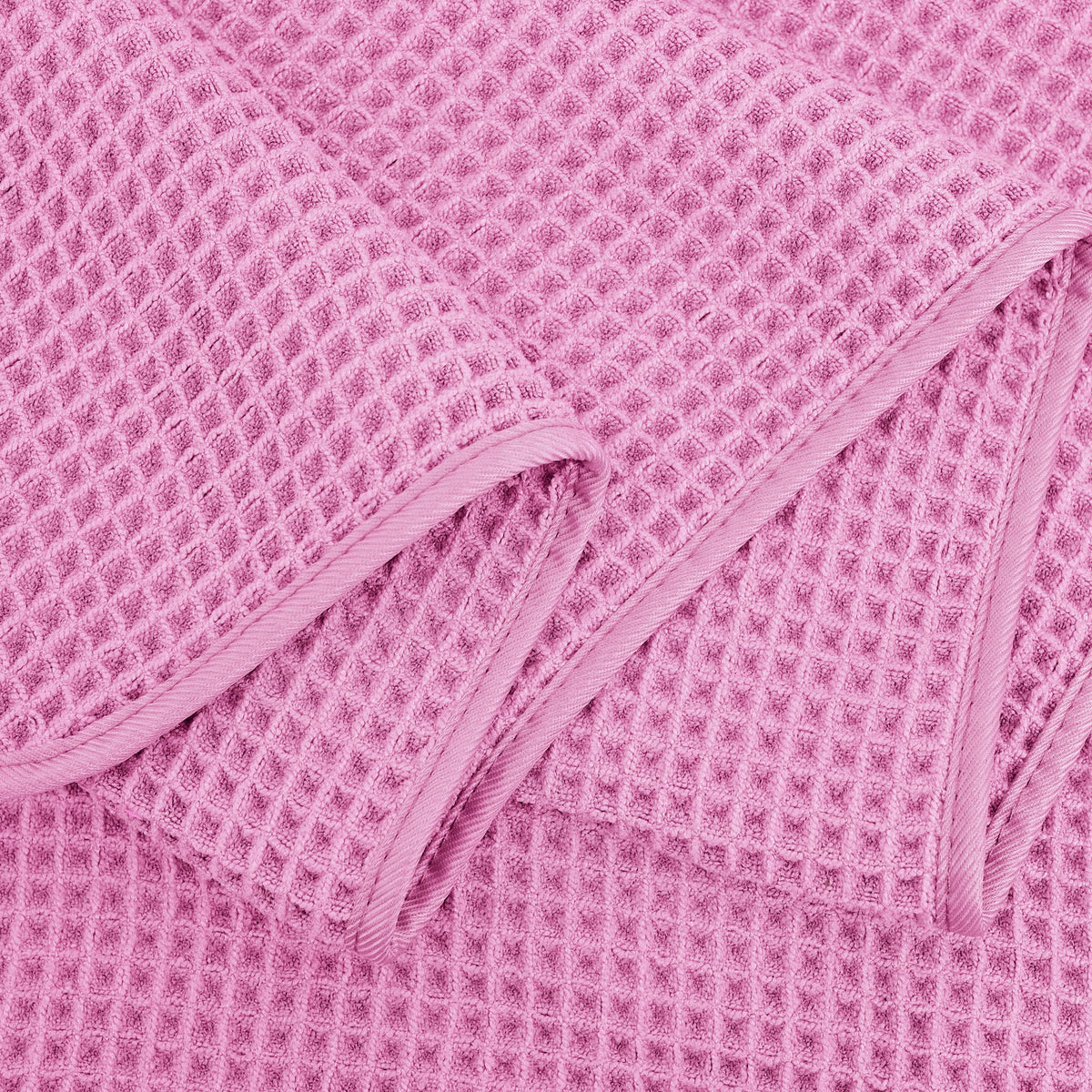 POLYTE Microfibre Oversize Quick Dry Lint Free Bath Towel, 152 x 76 cm, 4 Pack (Pink, Waffle Weave)