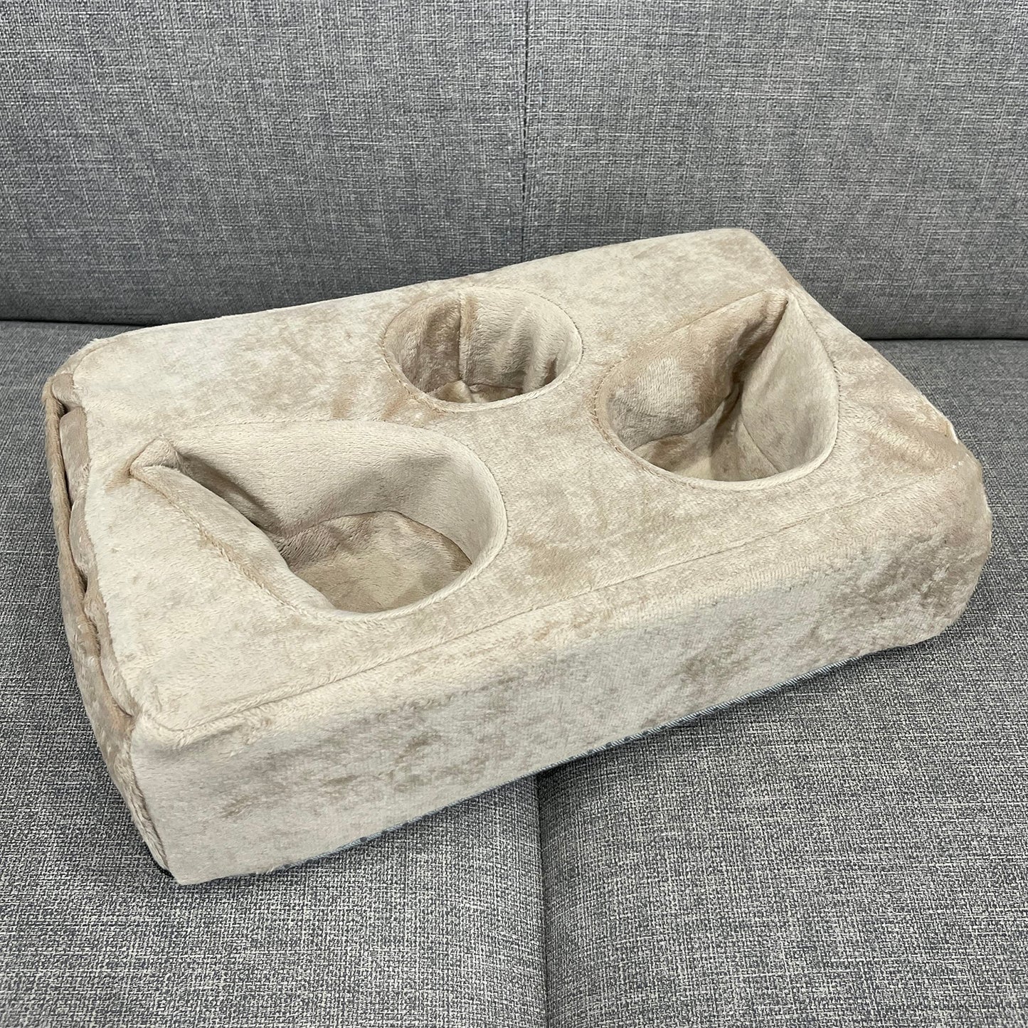 Sofa Cup Holder Caddy Pillow for Drinks, Remote & Phone Organiser