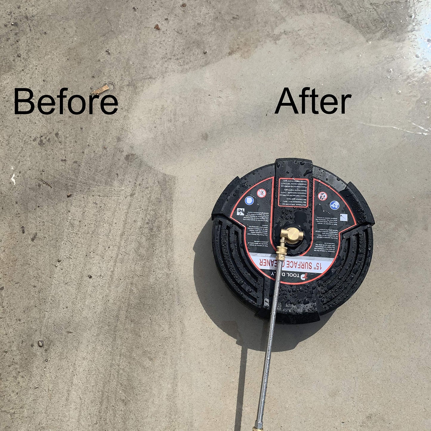 Tool Daily 15 Inch Pressure Washer Surface Cleaner Attachment with Wheels, with 2 Power Washer Extension Wands and 2 Replacement Nozzles, 3600 PSI