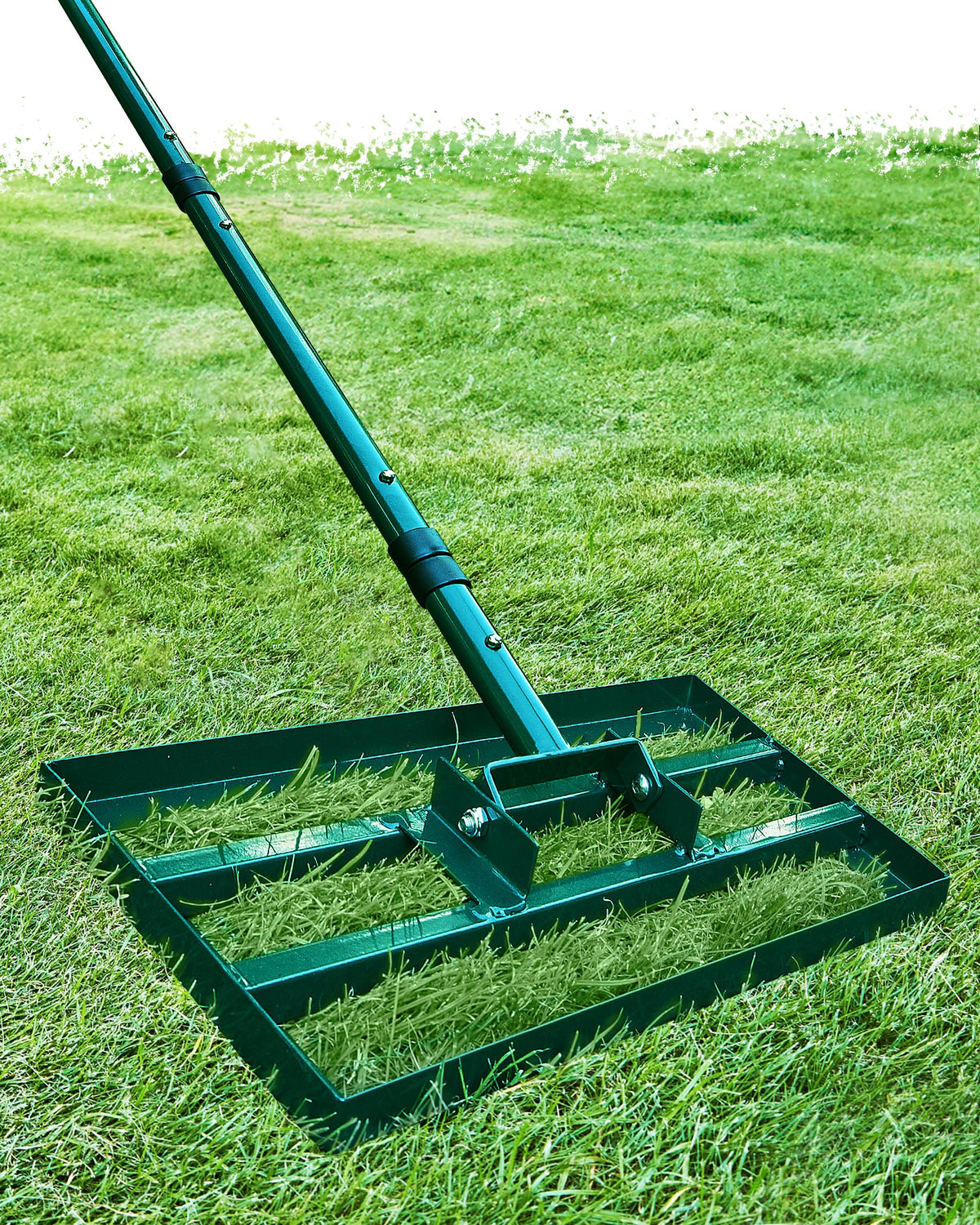 Signstek Lawn Leveling Rake, 43 x 25 cm Levelawn Tool with Adjustable Stainless Steel Handle, Level Lawn Tool for Grass, Golf Field, Garden, Level
