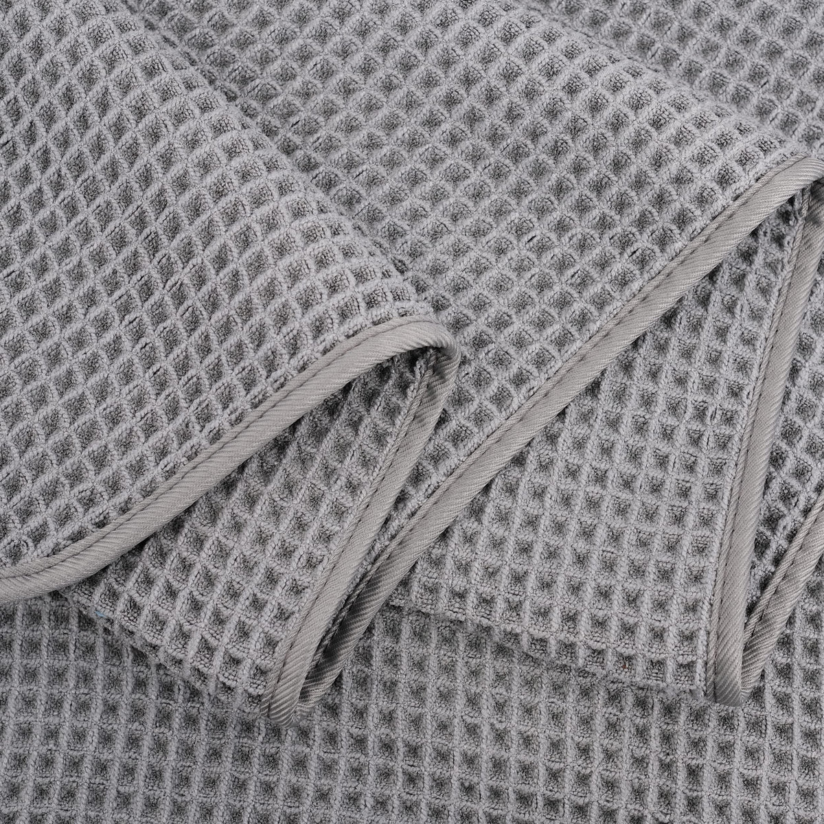 POLYTE Microfibre Quick Dry Lint Free Bath Sheet, 89 x 178 cm, Set of 2 (Gray, Waffle Weave)