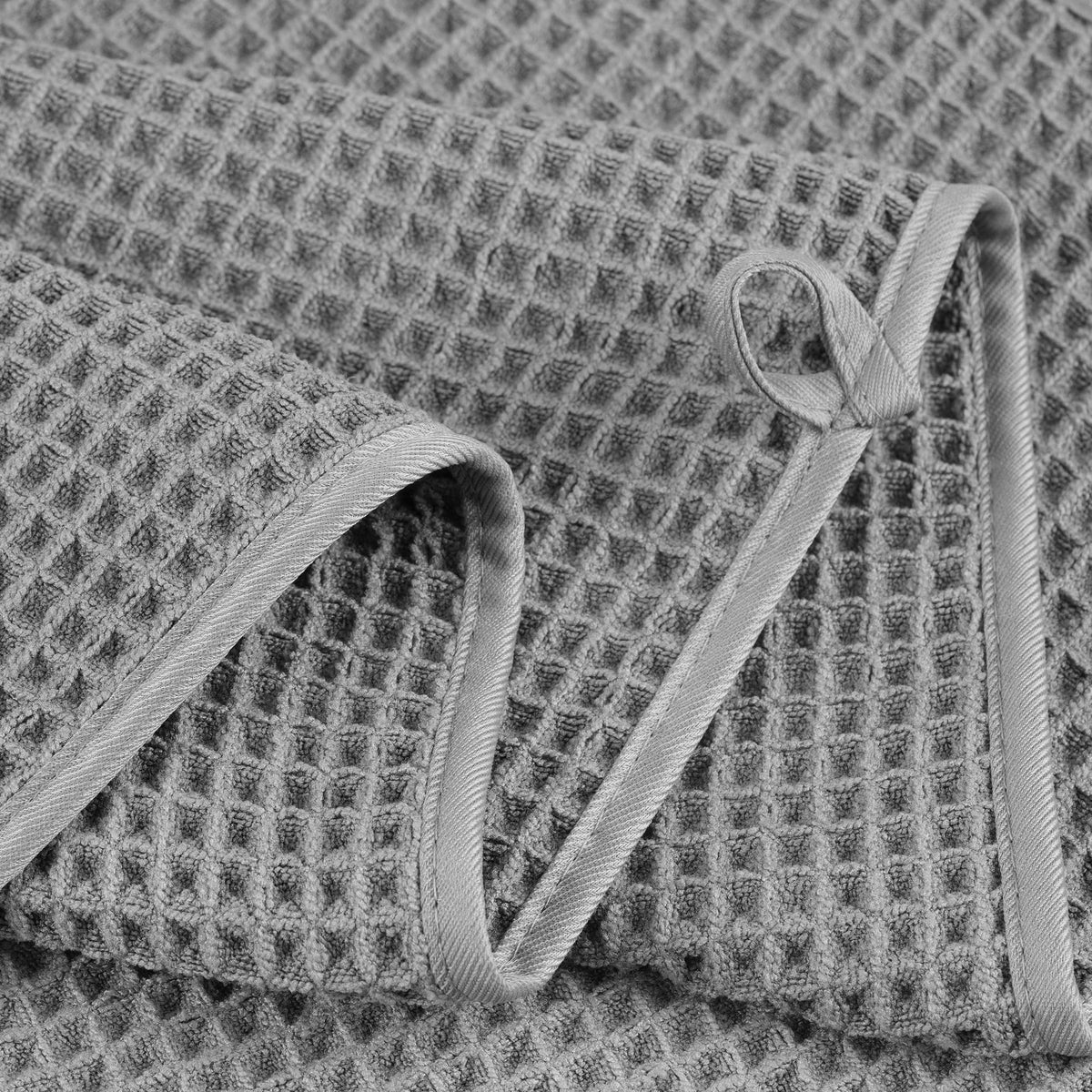 POLYTE Microfibre Quick Dry Lint Free Bath Sheet, 89 x 178 cm, Set of 2 (Gray, Waffle Weave)