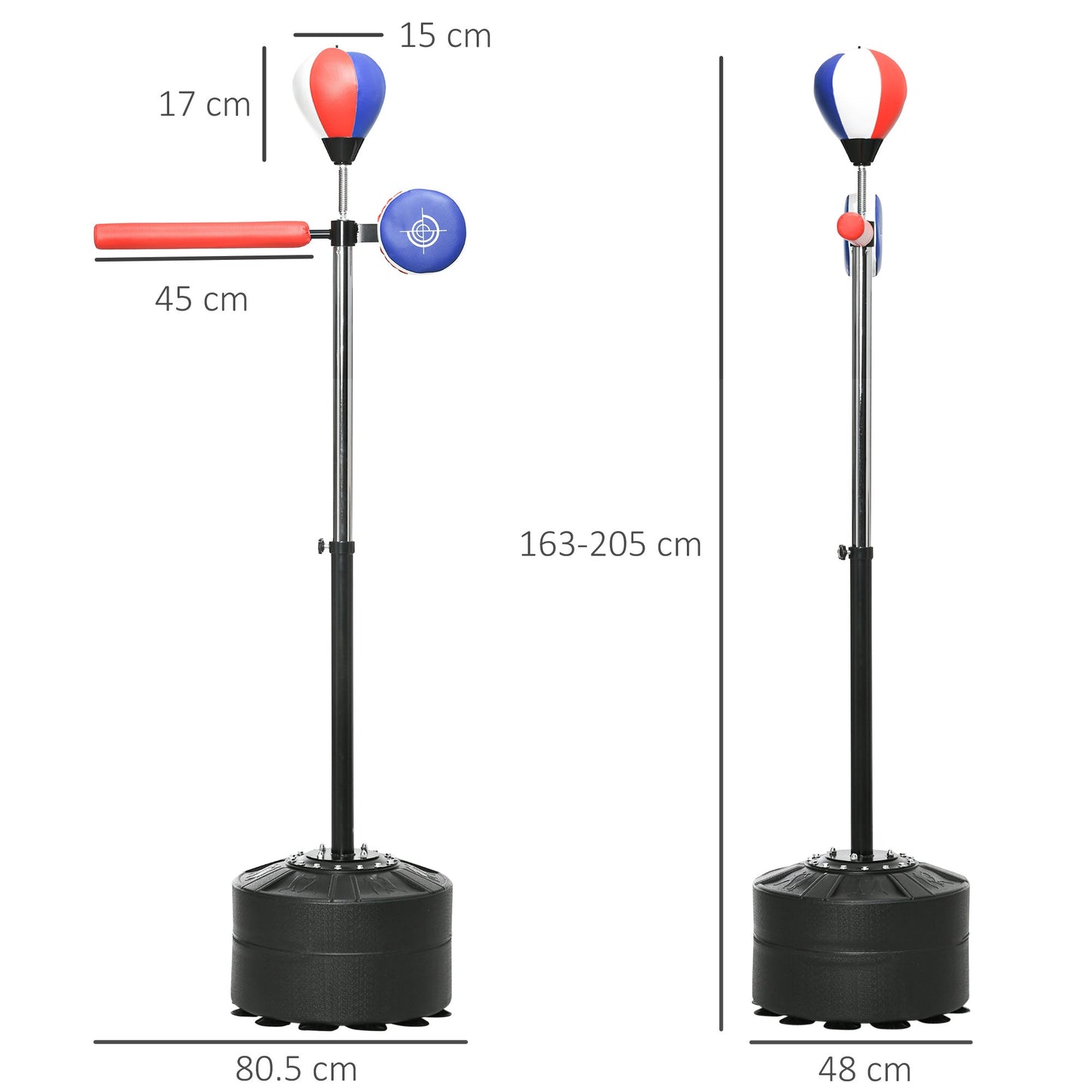 SPORTNOW Adjustable Speed Bag with Stand, Reflex Bar, Multicolour