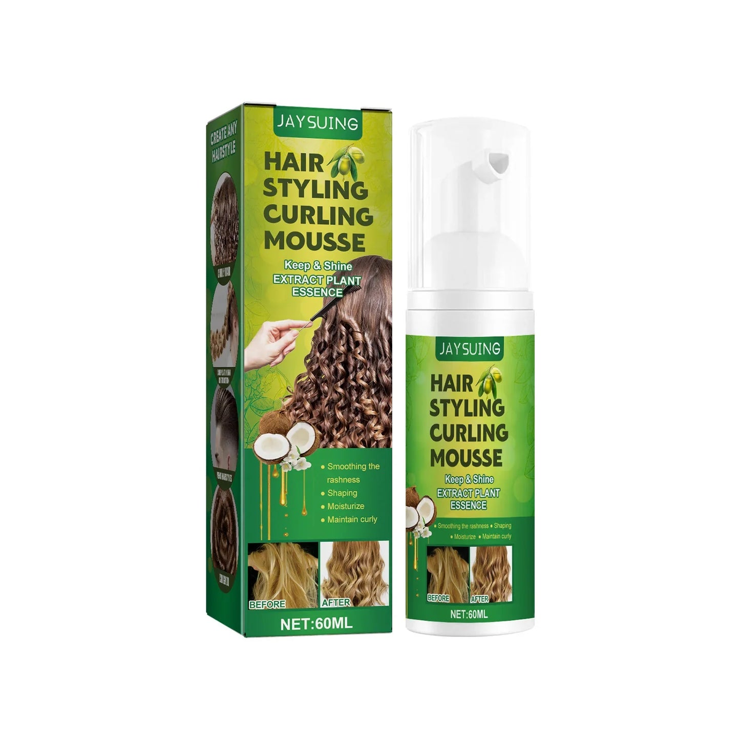 60ml Hair Sculpting Mousse Professional Curly Hair Styling Cream Natural Fluffy Curl Booster Defining Women Haircare Products
