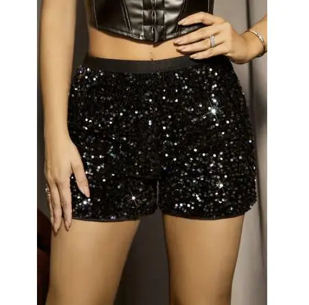 High-Waist Sequin Shorts – Slim Fit